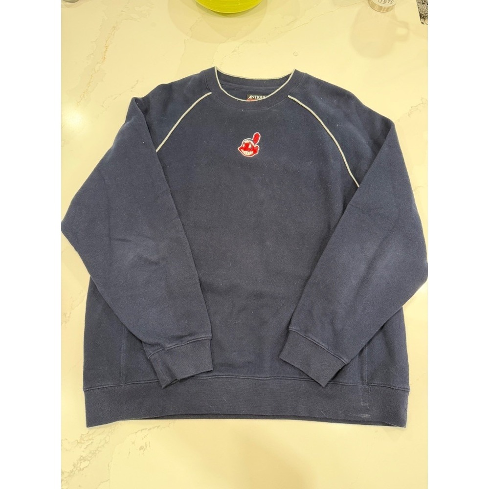 Vintage Cleveland Indians Chief Wahoo Sweatshirt Antigua Navy Crewneck Mens XL